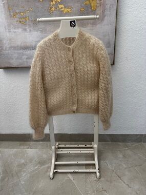Cozy Cream Mohair-Blend Button Cardigan